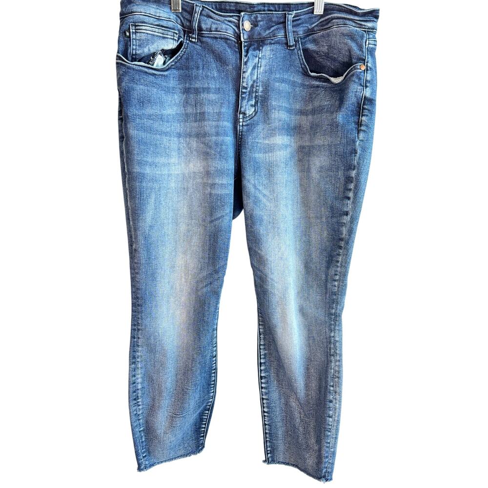 Judy Blue High Rise Skinny Jeans Distressed Raw Hem Womens 18W